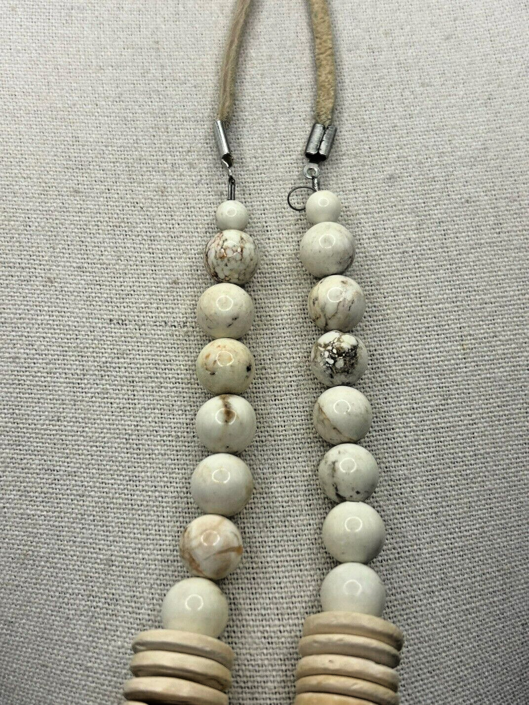 Pink Cocowood Chip Howlite Large Kenya Bone Beaded Horsehair Pendant Necklace