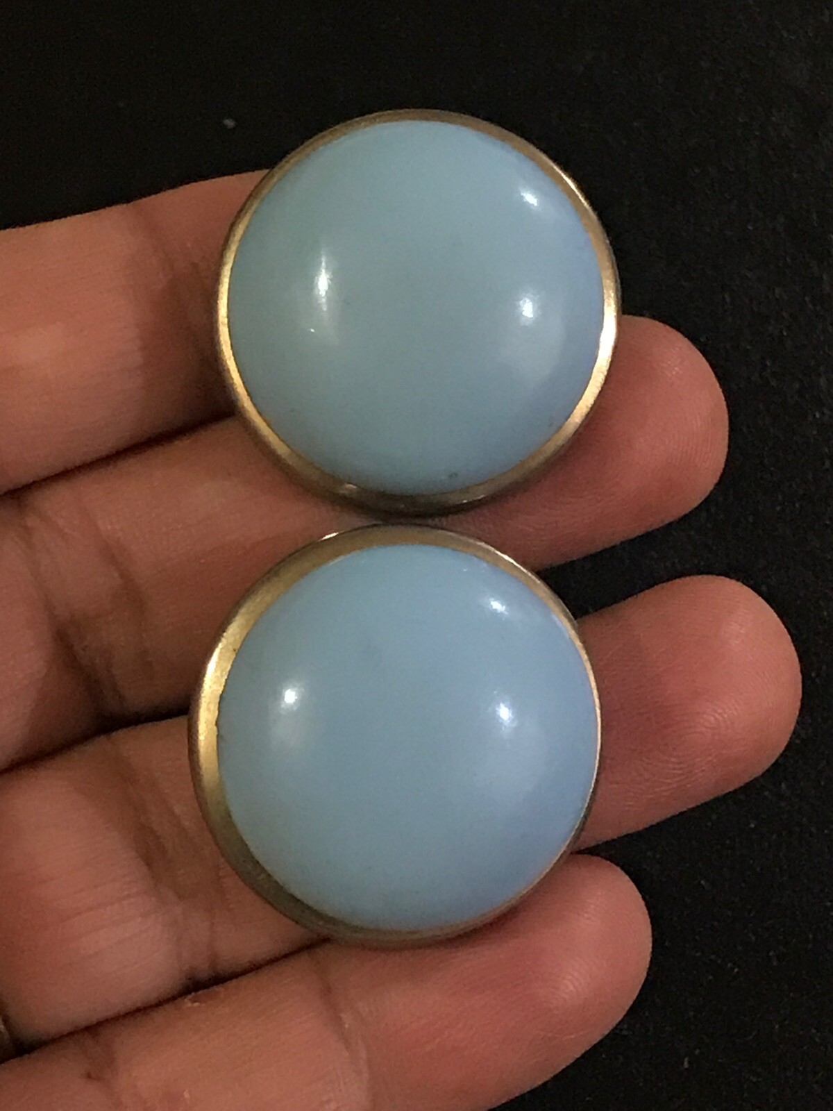 Vintage Signed Japan Clip On Blue Earrings