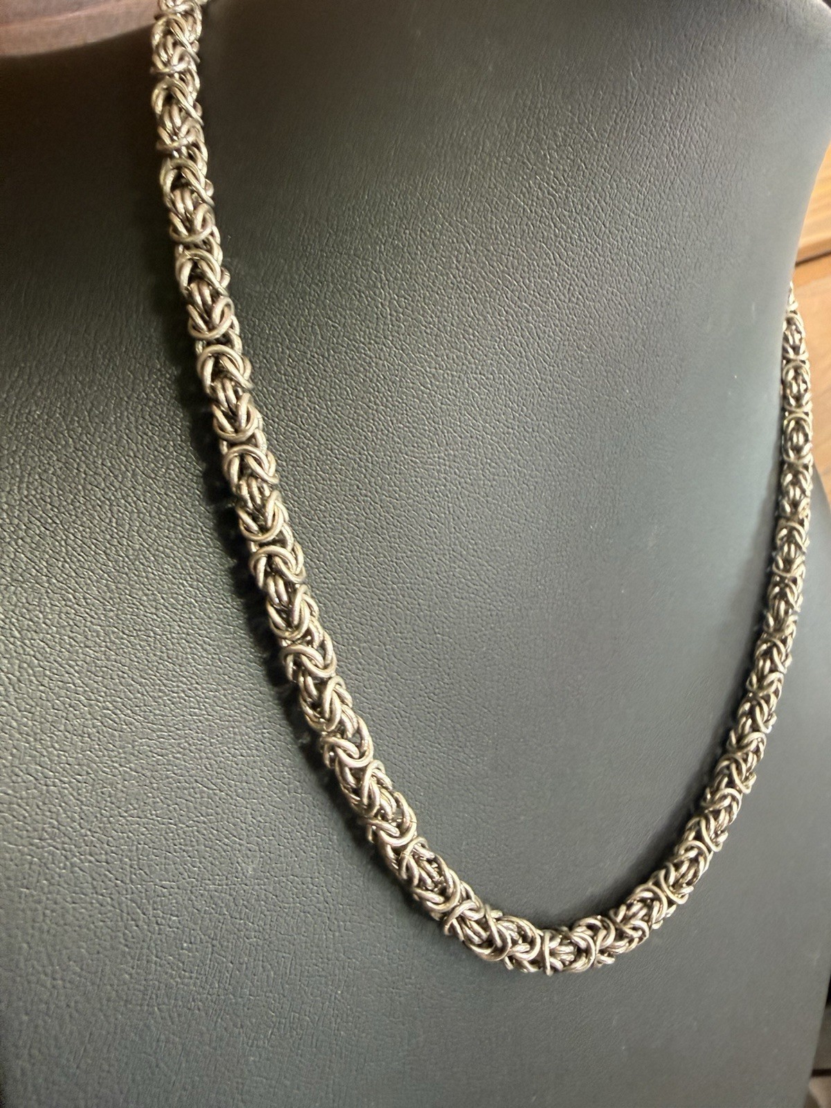 Solid 800 Silver Byzantine Rope Chain Necklace 18 Length 45 grams