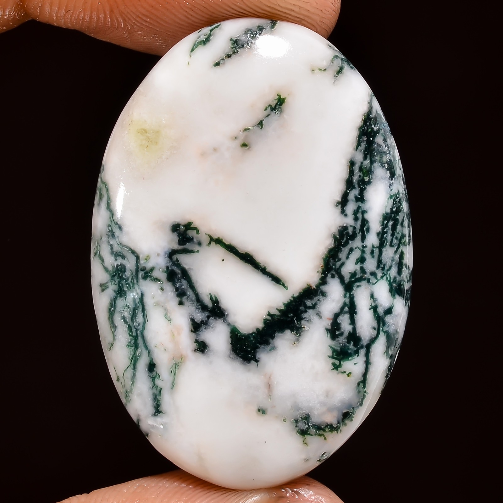 Natural Tree Agate Oval Shape Cabochon Loose Gemstone 44.5 Ct 37X25X7 mm A-15863