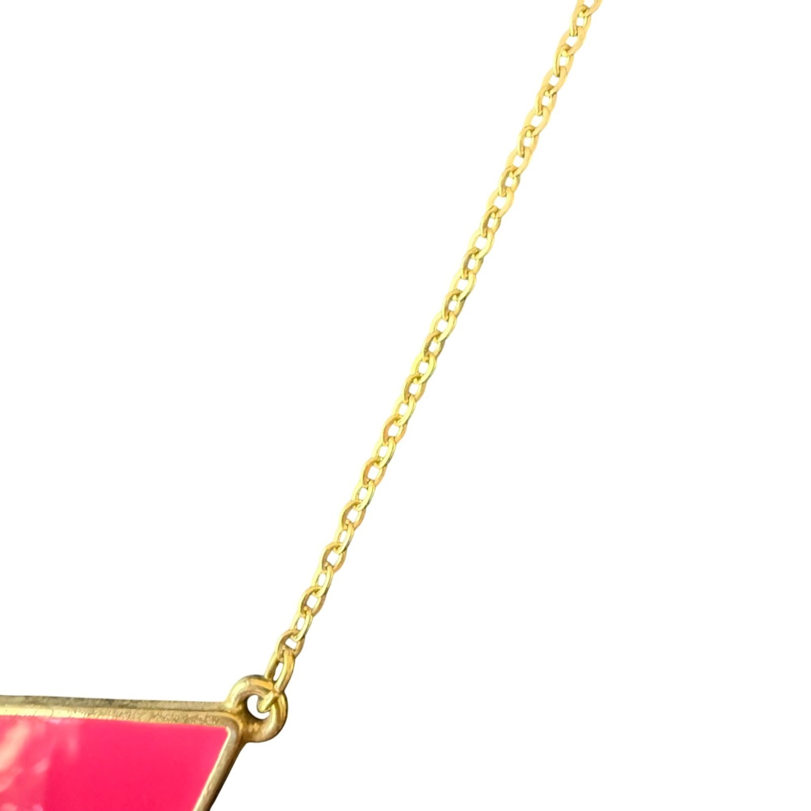 GC Necklace Enamel Pink Triangle Pendant Barbiecore Gold Tone 18 to 20 inches