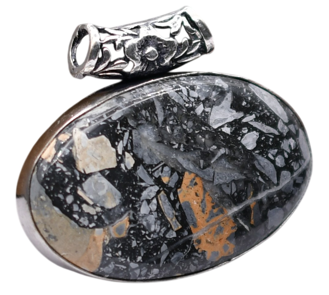 Maligano Jasper Natural Gemstone Silver Plated Pendant 1.5″ J 1796