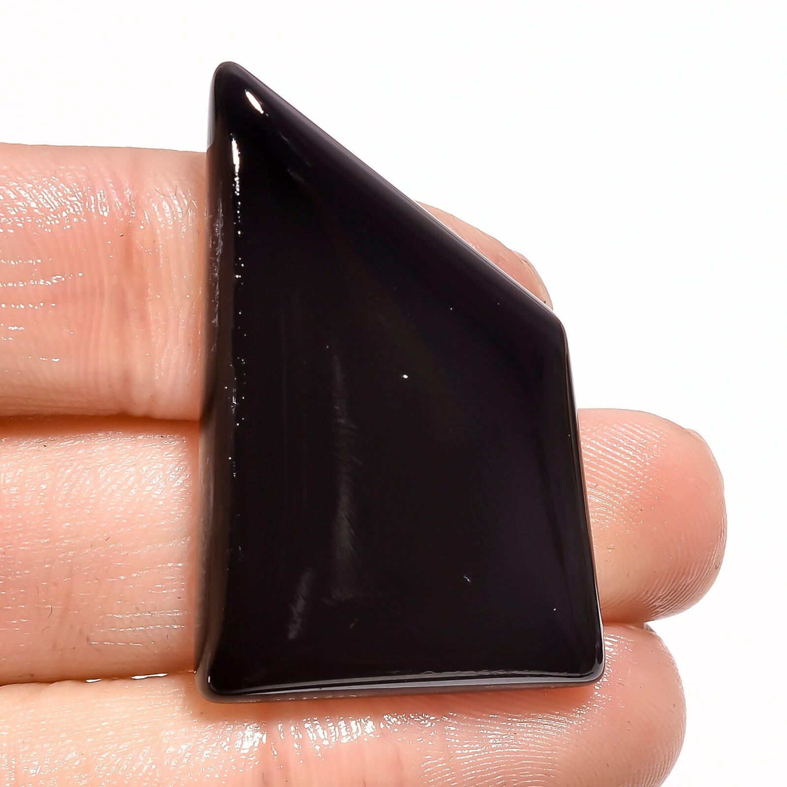 47 Cts Natural Black Onyx Gemstone Fancy Shape Loose Smooth Cabochon 37x24x7 MM