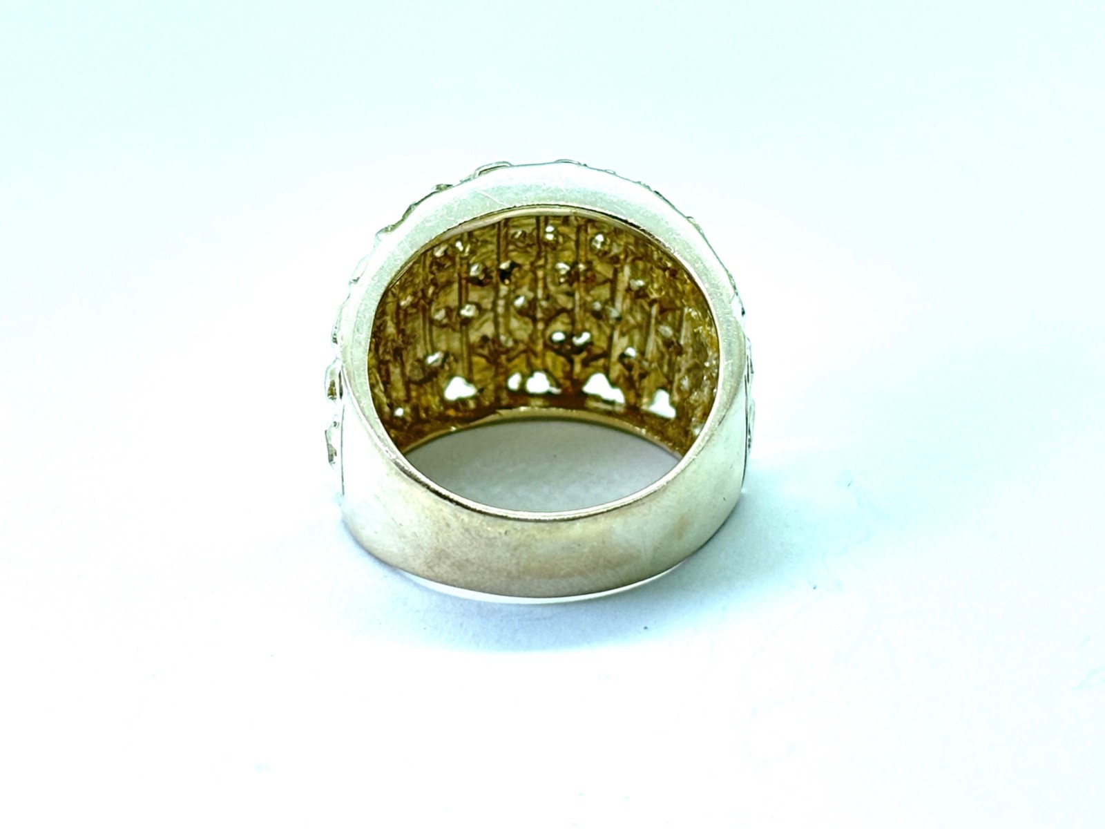Italian Chunky Sterling Silver Textured Wide Band Ring – Size P1/2 (US 8) 7 gr