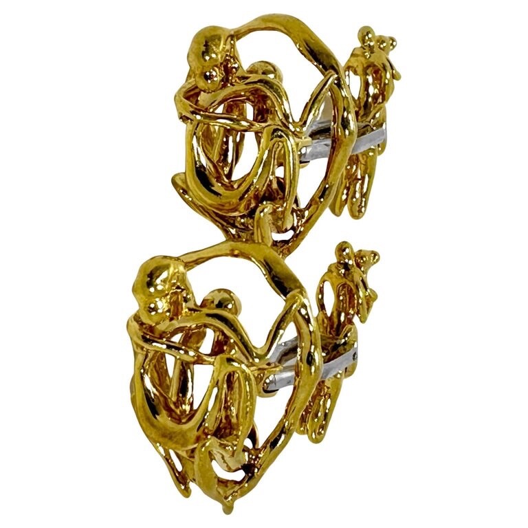 Mid-20th Century French 18k Yellow Gold Artisan Hand Crafted Erotic Cuff Links