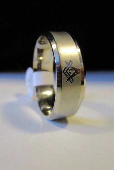 Big Lot of 45 Stainless Steel Band Rings – Masonic Emblem – See Details Below