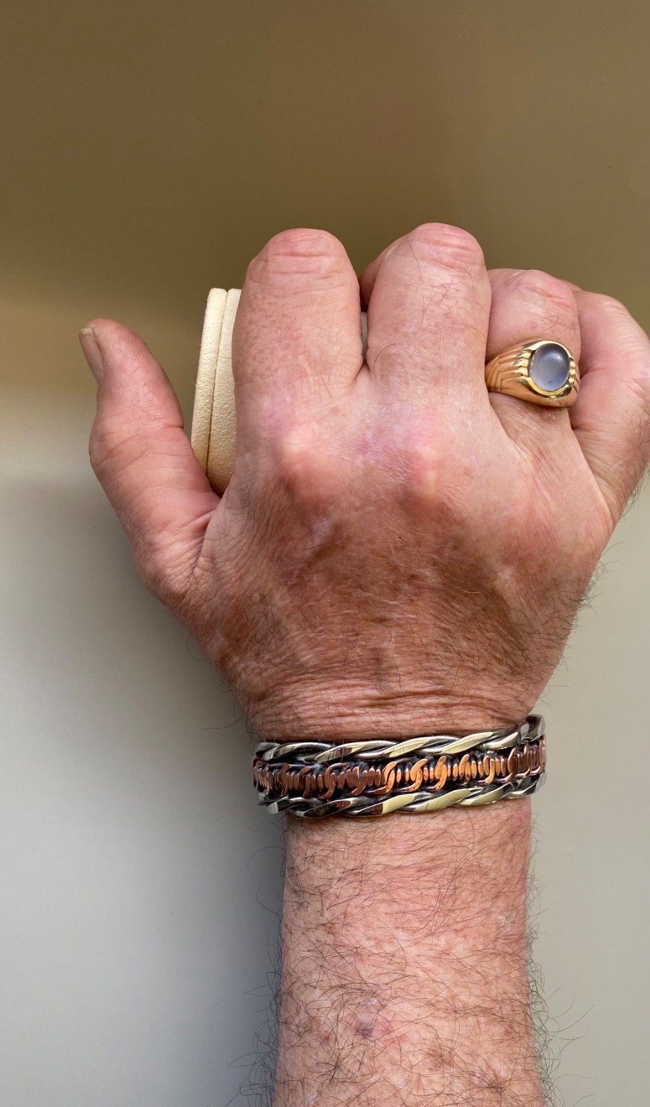 Mens Artisan Handcrafted Pure Stainless Steel & Pure Copper Cuff Made in the USA