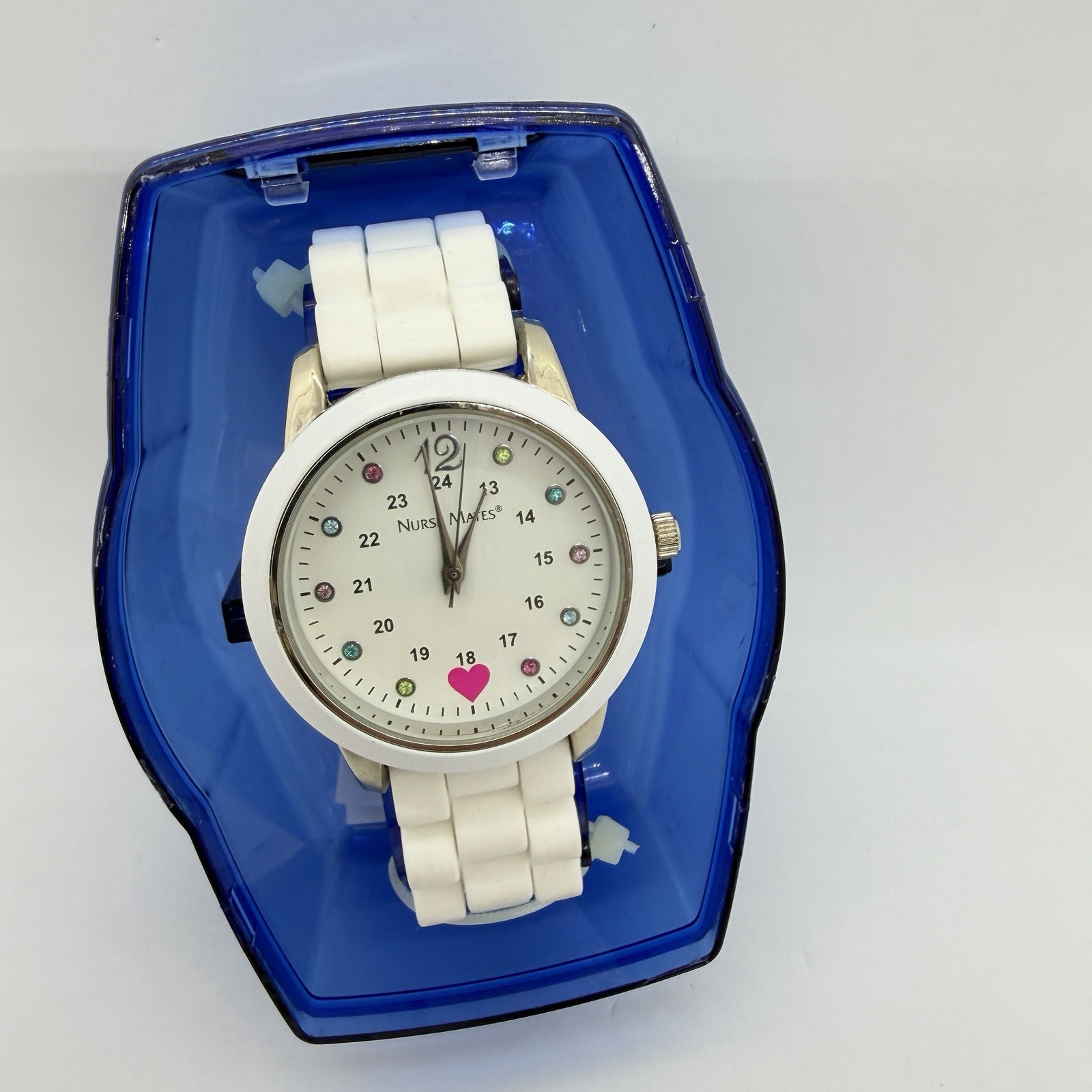 Nurse Mates Sparkle women’s nurse watch water-resistant silicone strap – White