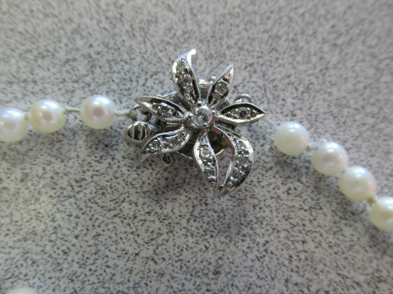 Estate 18 inch Graduated Pearl Necklace with Diamond Clasp 4.5- 8 mm MAKE OFFER