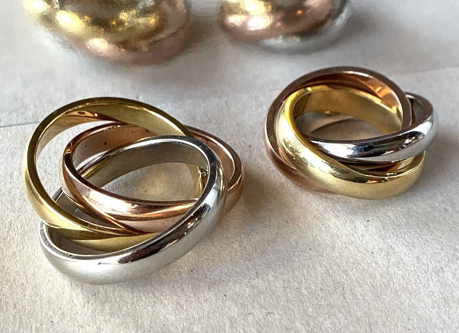 316L Stainless Steel Triple Tone Tri-Roll Links Band Ring Size 5,6,7,8,9 (FL210)
