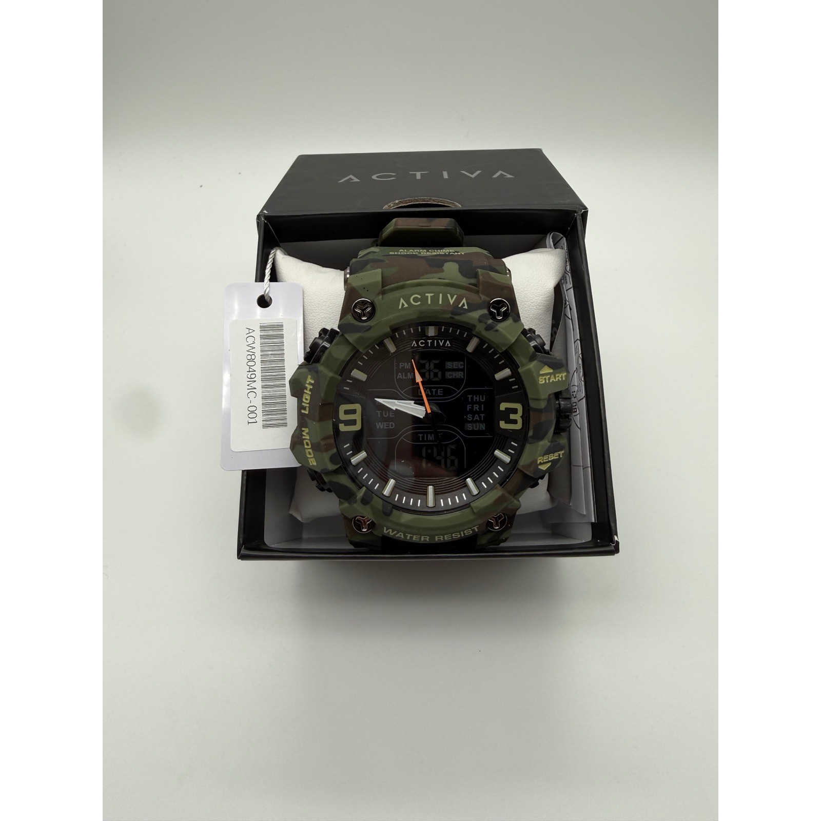 Activa Mens Ana-Digi Camouflage Sport Watch Green Camo ACW8049MC-001 New