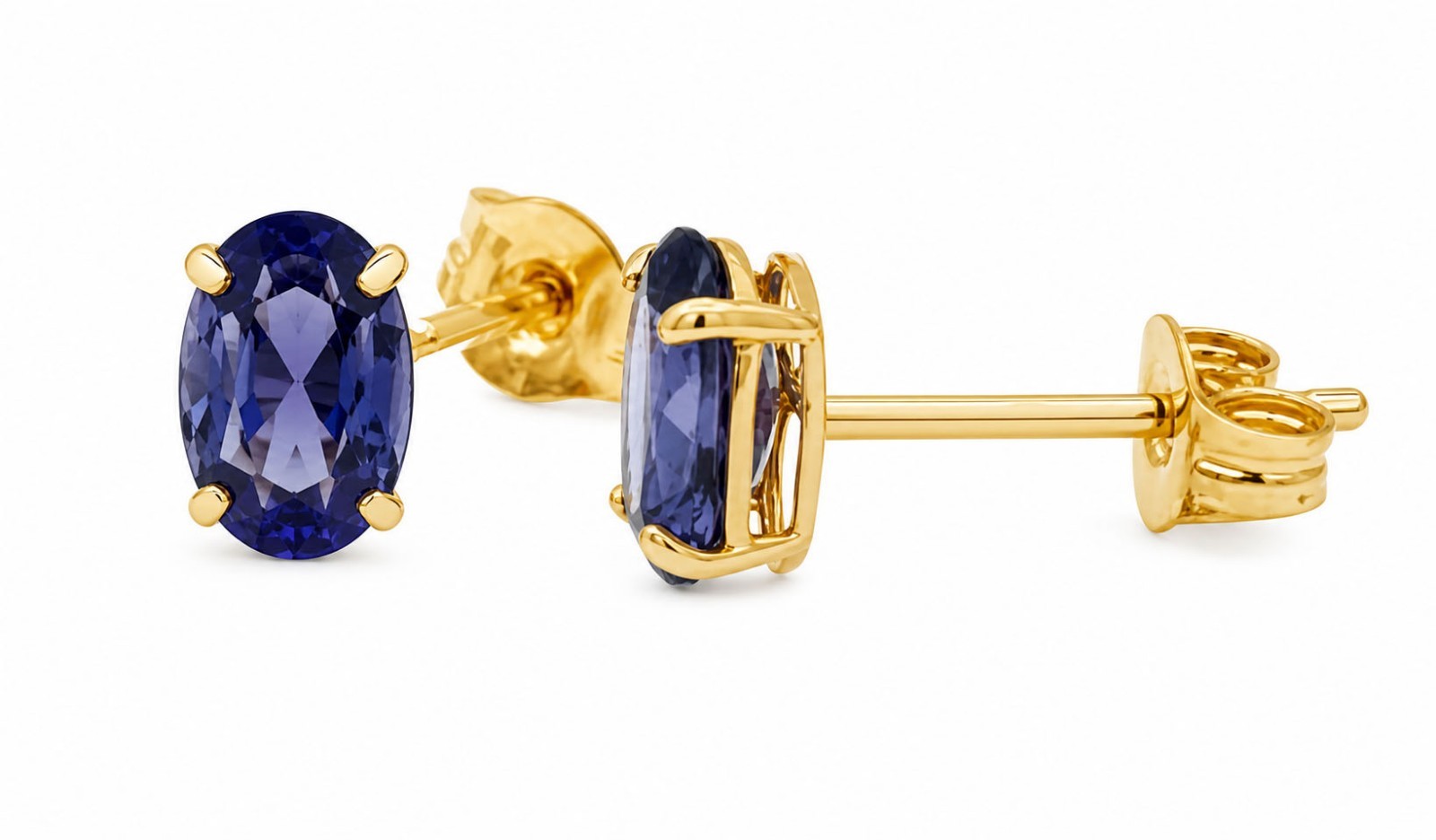 GENUINE 1.24 Cts IOLITE EARRINGS 14K YELLOW GOLD – Made in USA – FREE APPRAISAL