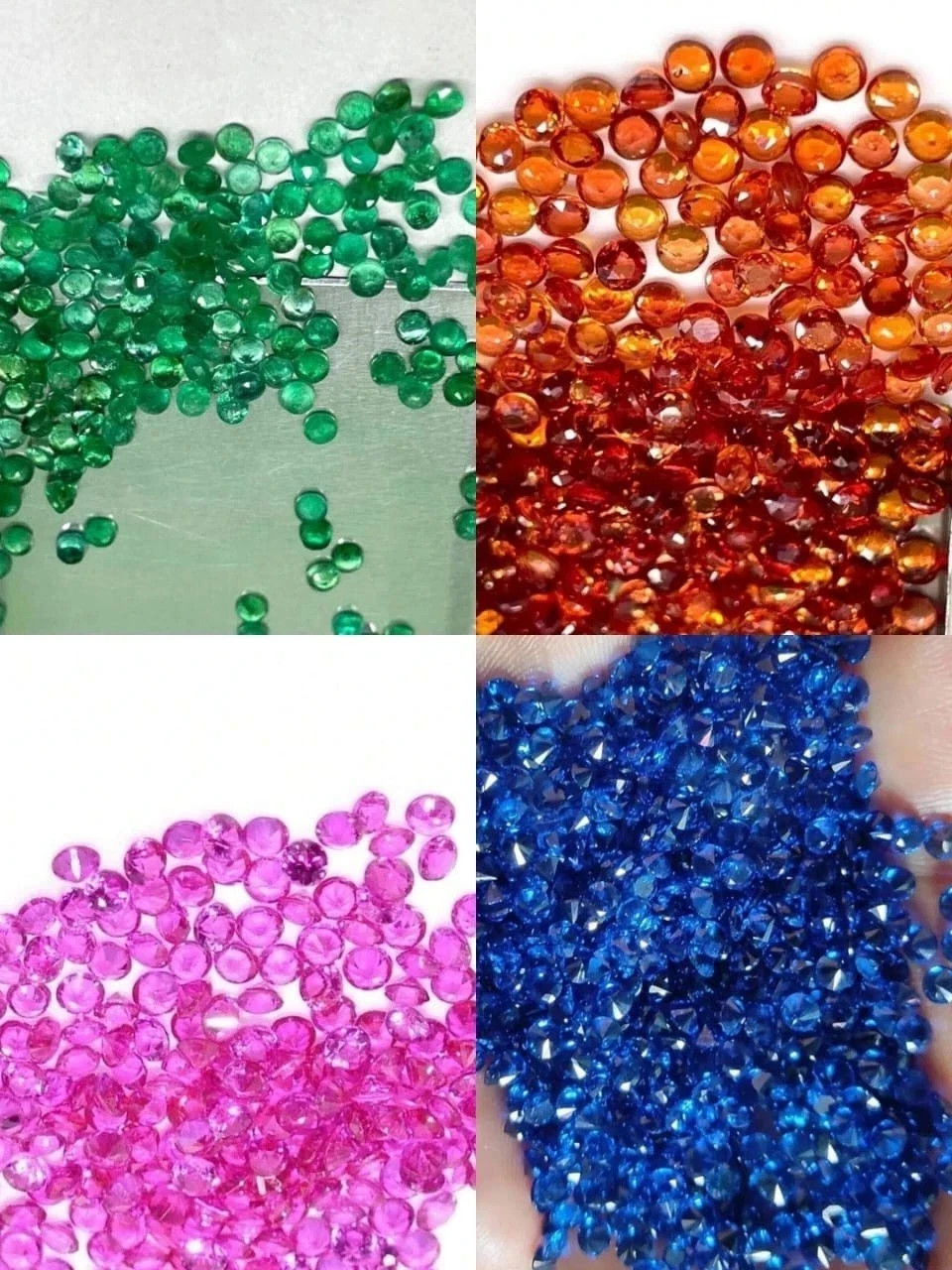 Natural 3 mm 200 Pcs Mixed Lot– Green ,Blue, Pink &Orange Sapphire (50 Pcs Each)