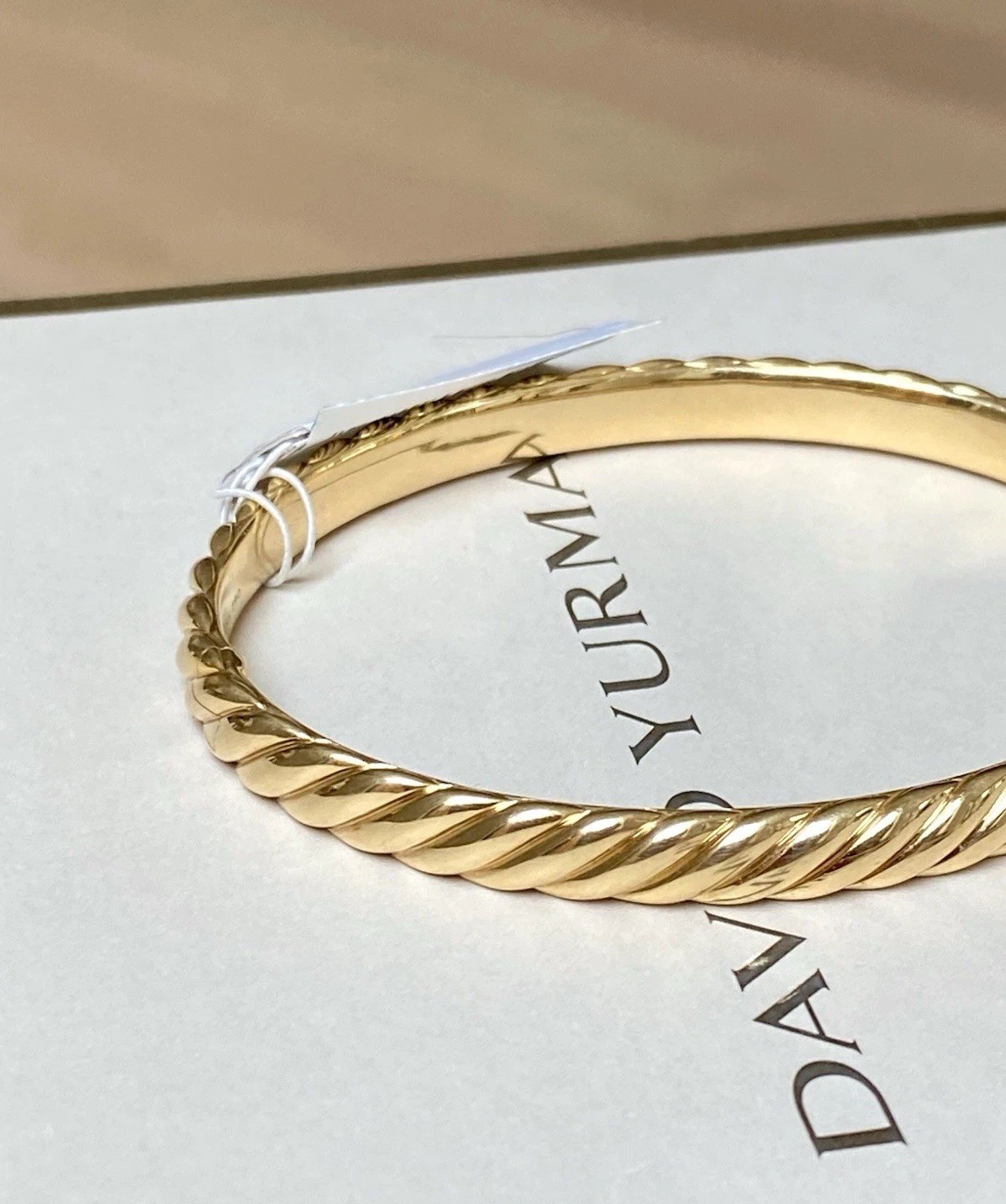 David Yurman 18K Yellow Gold Sculpted Cable Bangle Bracelet 6.2mm $8500+ M