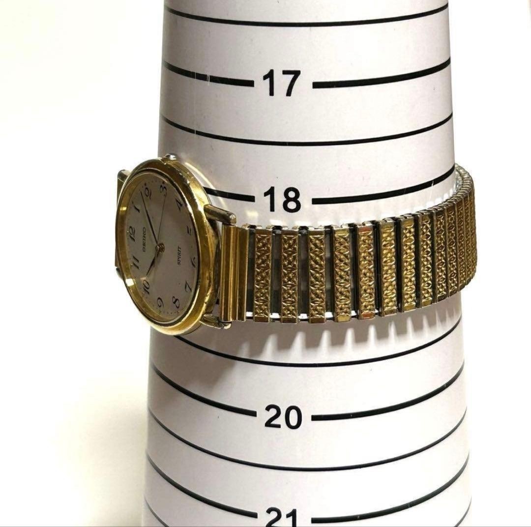 SEIKO Spirit 5E21-6C00 Gold Quartz Wristwatch Battery Replaced Working