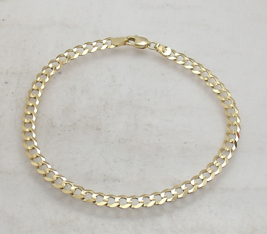 4.7mm Curb Cuban Link Chain Bracelet Real Solid 10K Yellow Gold ALL SIZES