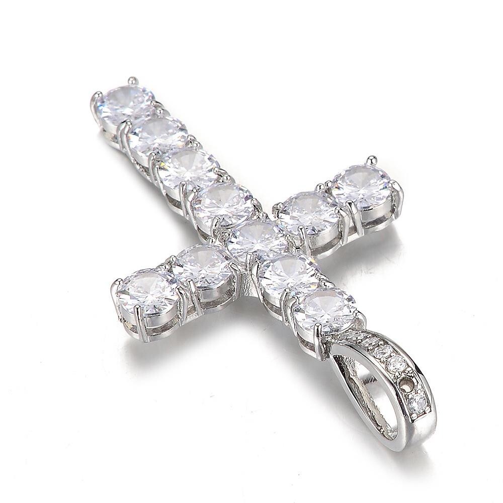 14k Gold Silver Plated Tennis Chain Choker ICED CZ Necklace with Cross Pendant
