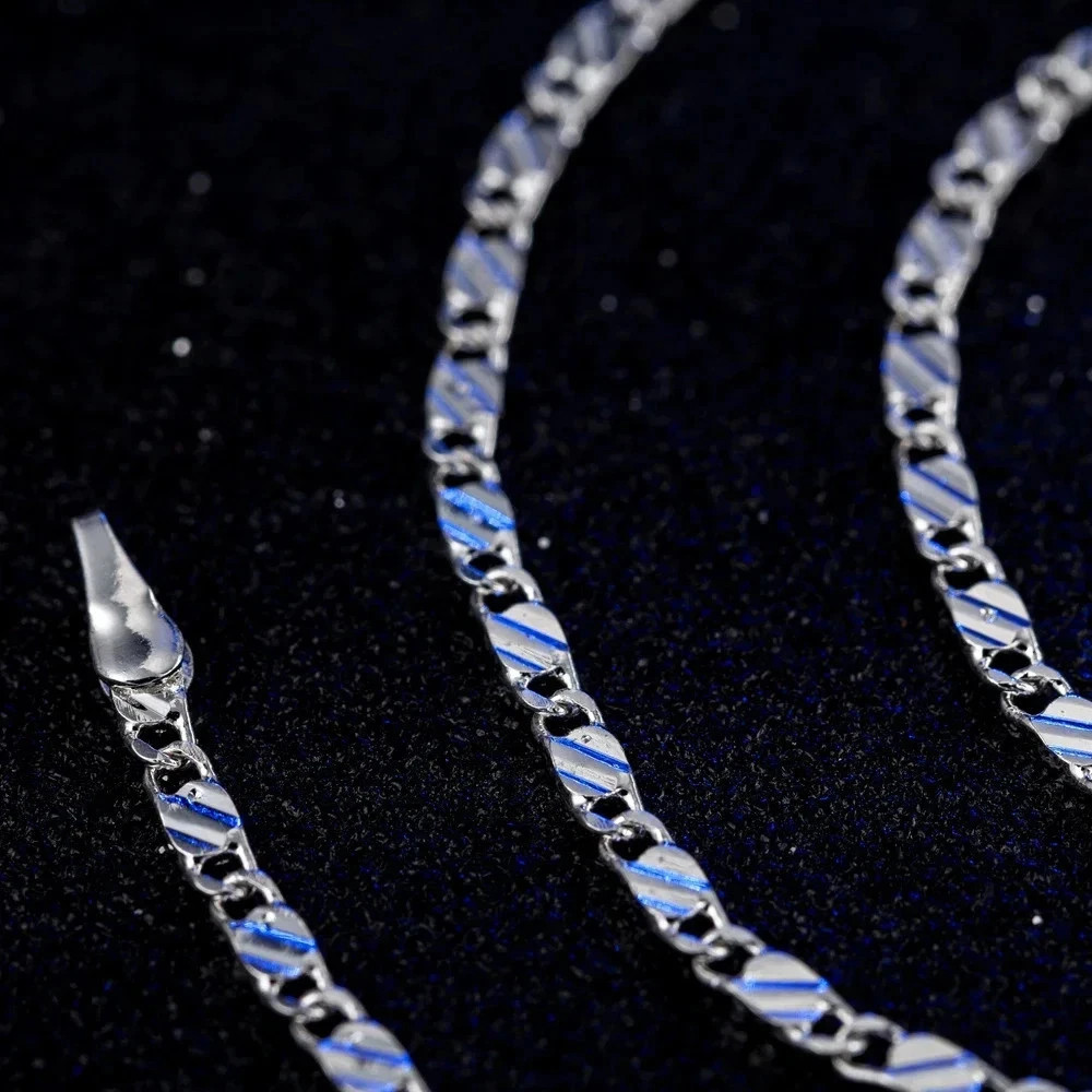New 925 Sterling Silver fine 2MM flat Clavicle chains Necklaces for Men Women