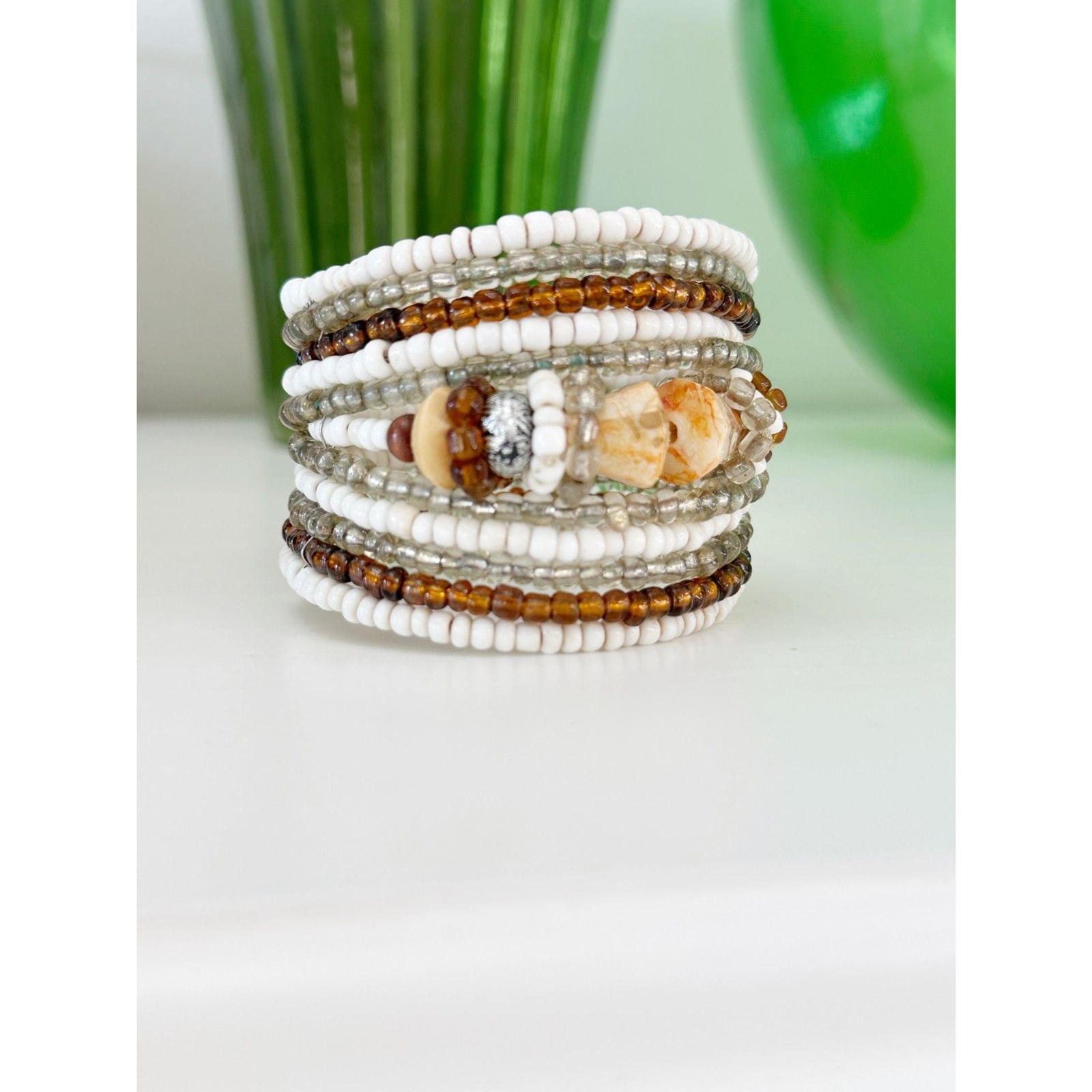 Boho Beaded Wrap Bracelet Multi-Layer Stretch Cuff