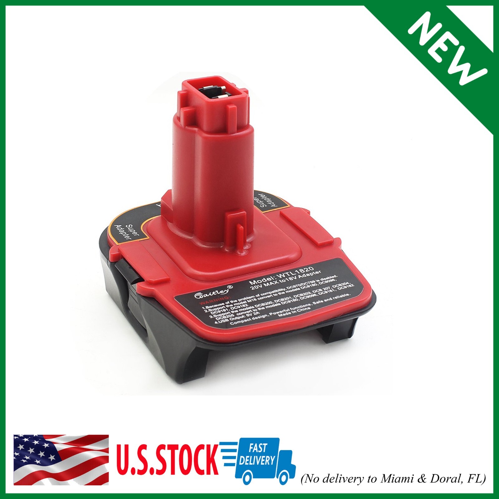 Battery Adapter for Dewalt DCA1820 18V 20V Converter with USB Power Bank