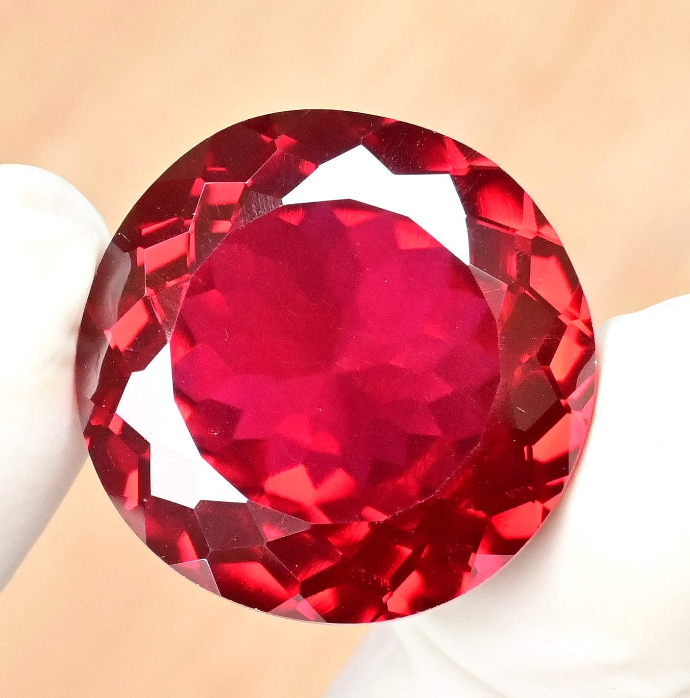 57.55 Ct Natural Mozambique Blood Red Ruby Round Certified Flawless Gemstone