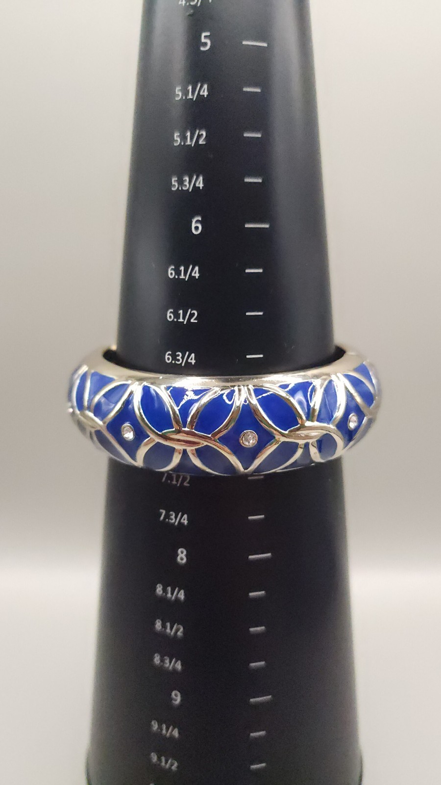 Sequin New York Blue Enamel Hinged Bangle Bracelet Crystal Accent Nordstrom 7″