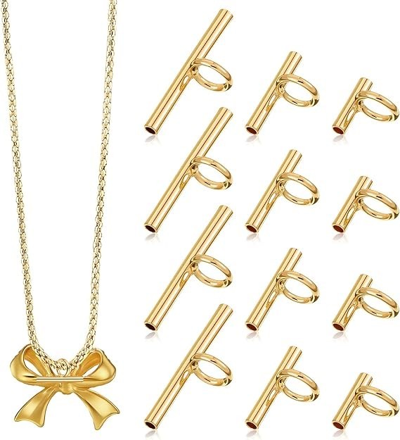 12Pc Brooch to Pendant Converter Brass Pin Necklace Adapter Gold 8/13/20mm