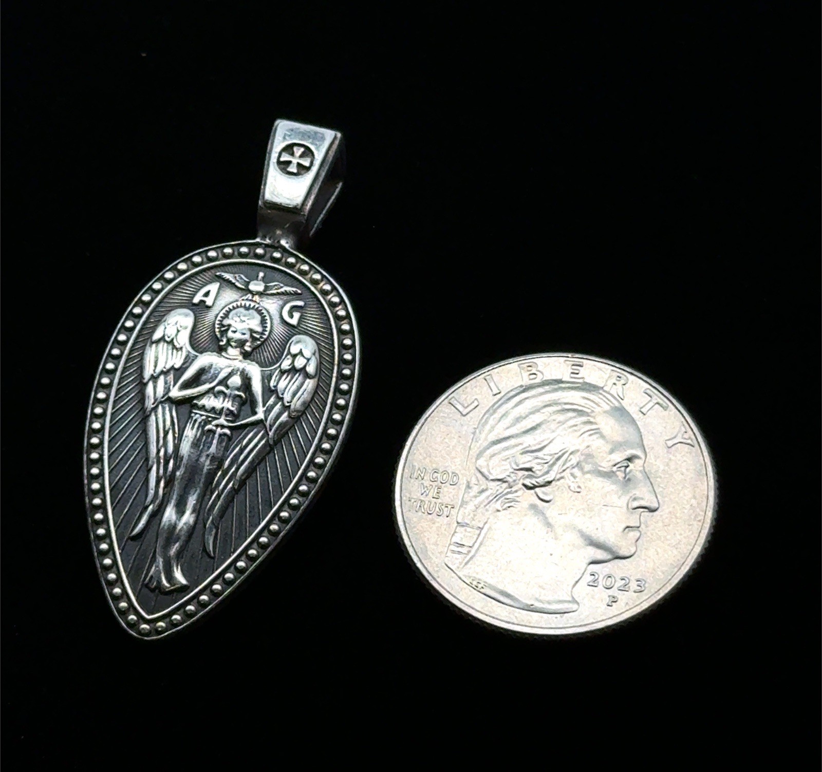 Venicebee St. Gabriel Archangel Protector 925 Sterling Silver Pendant, 9.6g