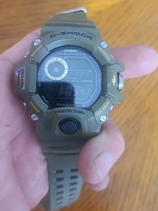 Casio G-shock Master of G Rangeman Green w/Negative Digital Display: GW9400