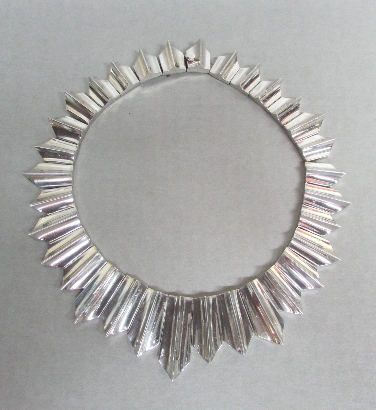 Necklace, Collar, Antonio Pineda, Chevrons, 15.5” 178.6 g. Sterling,970, Taxco