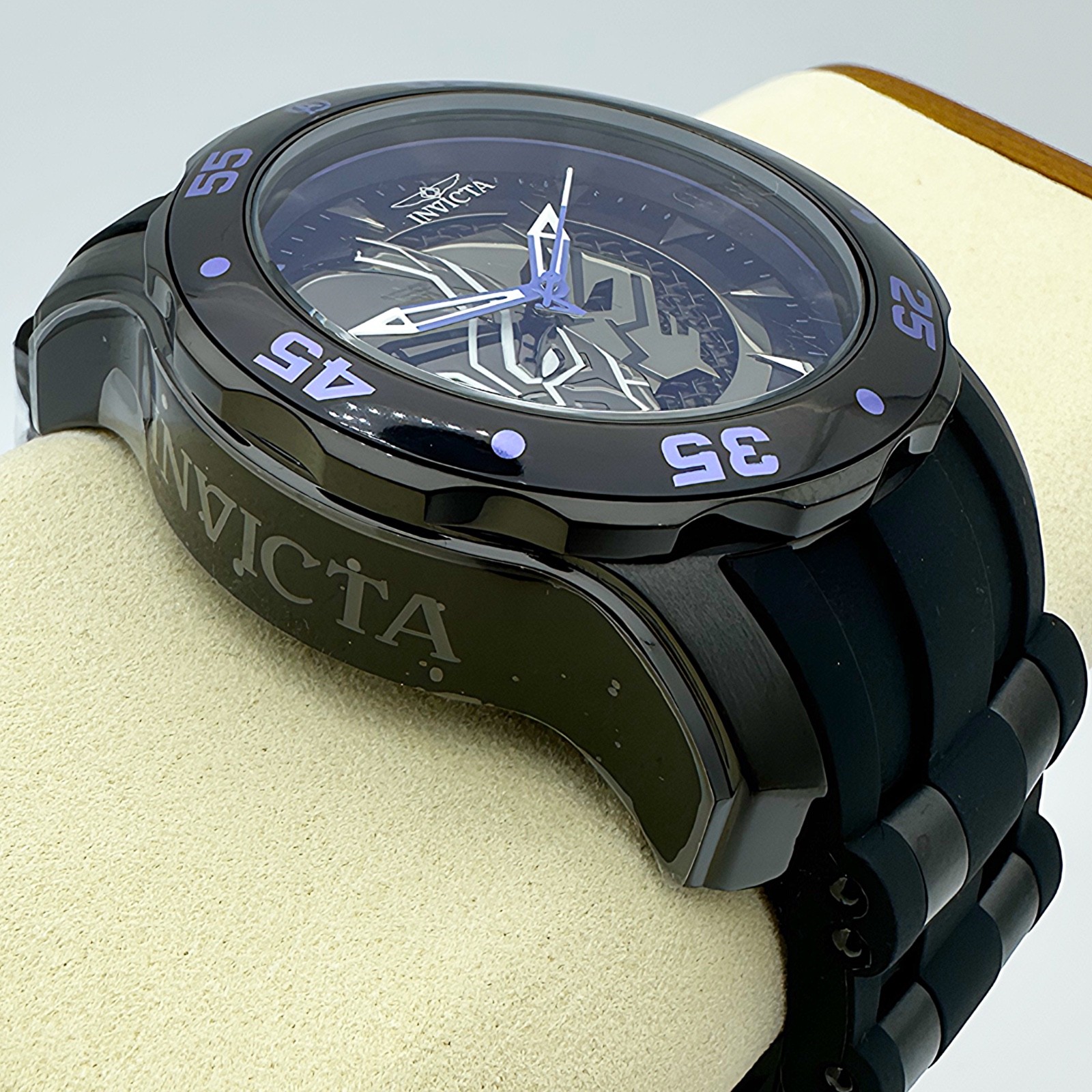Invicta Marvel BLACK PANTHER Limitd Edition 48mm Black Dial Poly Strap Watch NEW