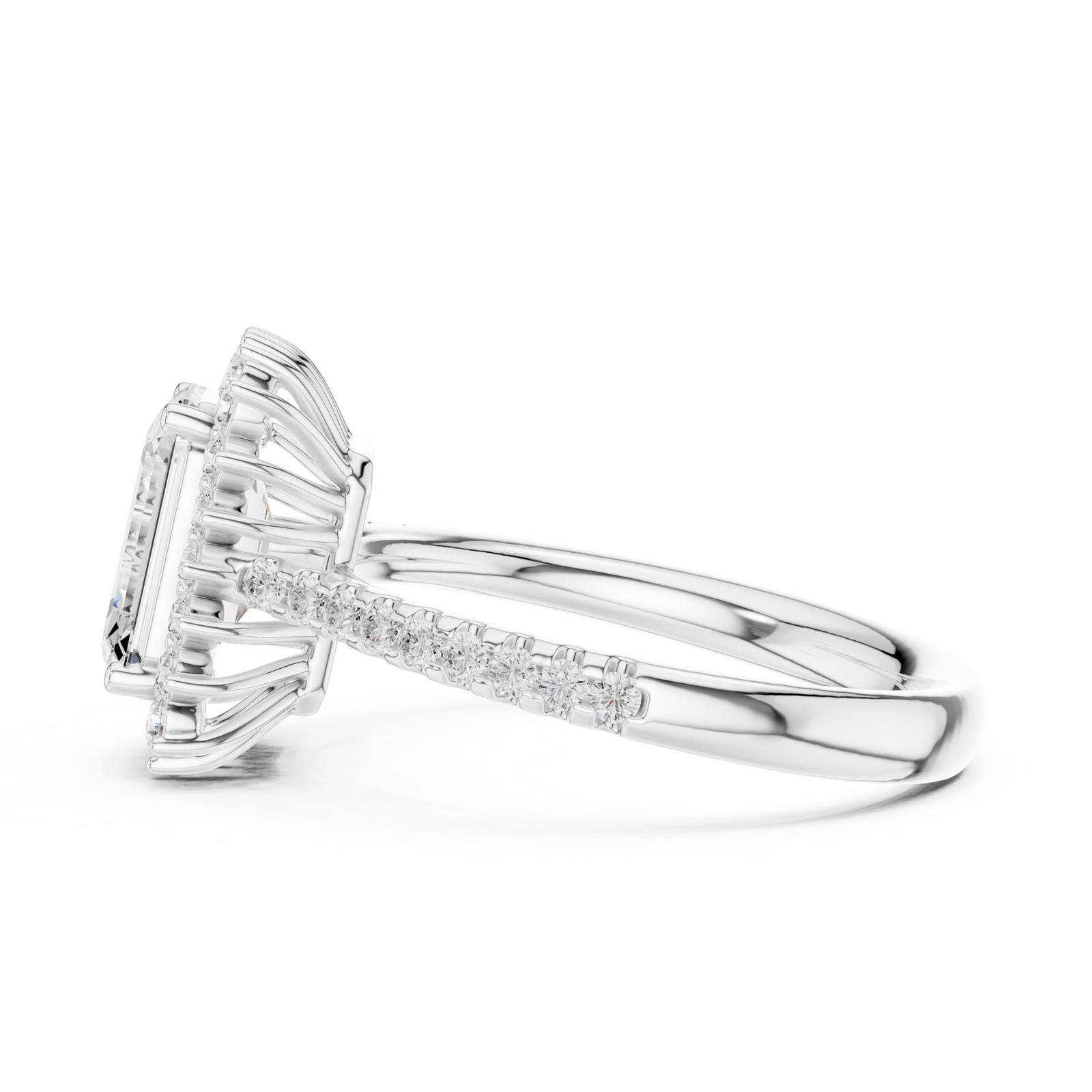 Certified Emerald Cut 2.3 Ct Lab Grown Diamond Engagement Ring 14K Gold Over