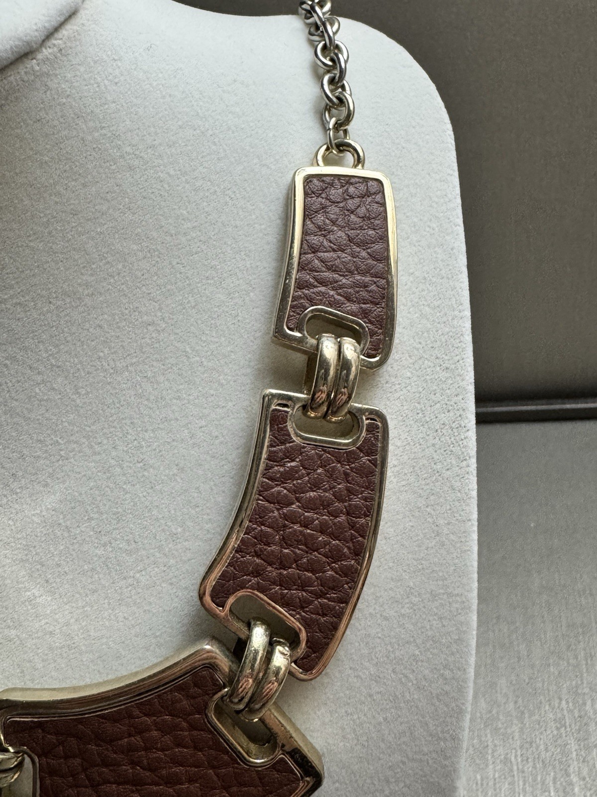 White House Black Market Brown Leather Necklace