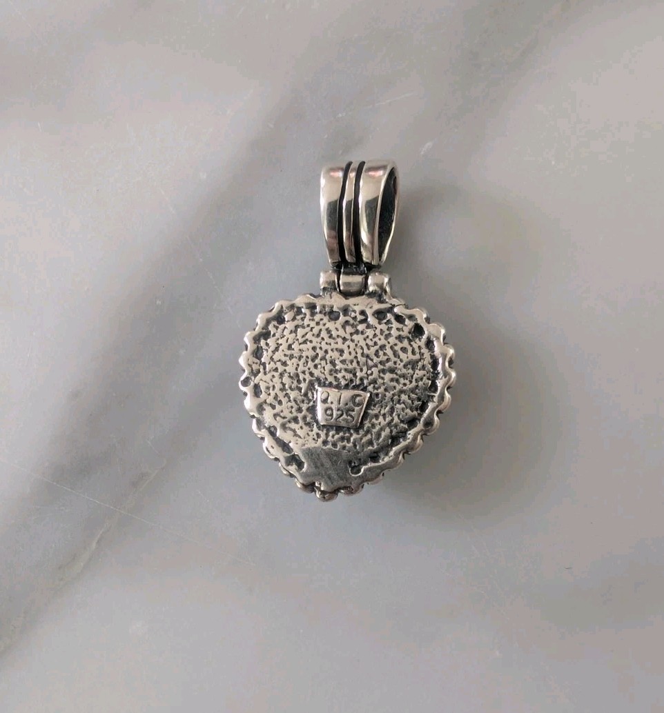 Sterling Silver Blue Turquoise Southwestern Heart Pendant QIC Stamped 925 VTG