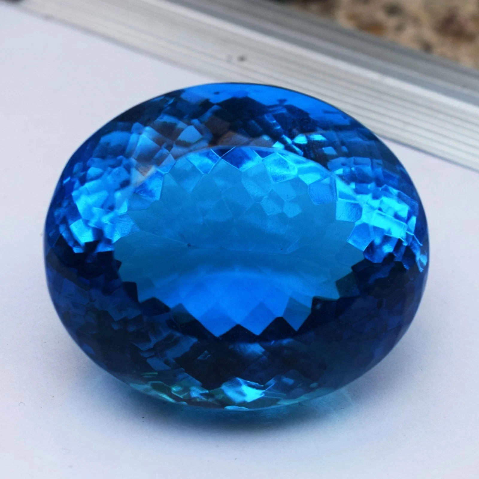 Huge 374 Ct Flawless Swiss Blue Topaz Oval Cut Certified Loose Gemstone