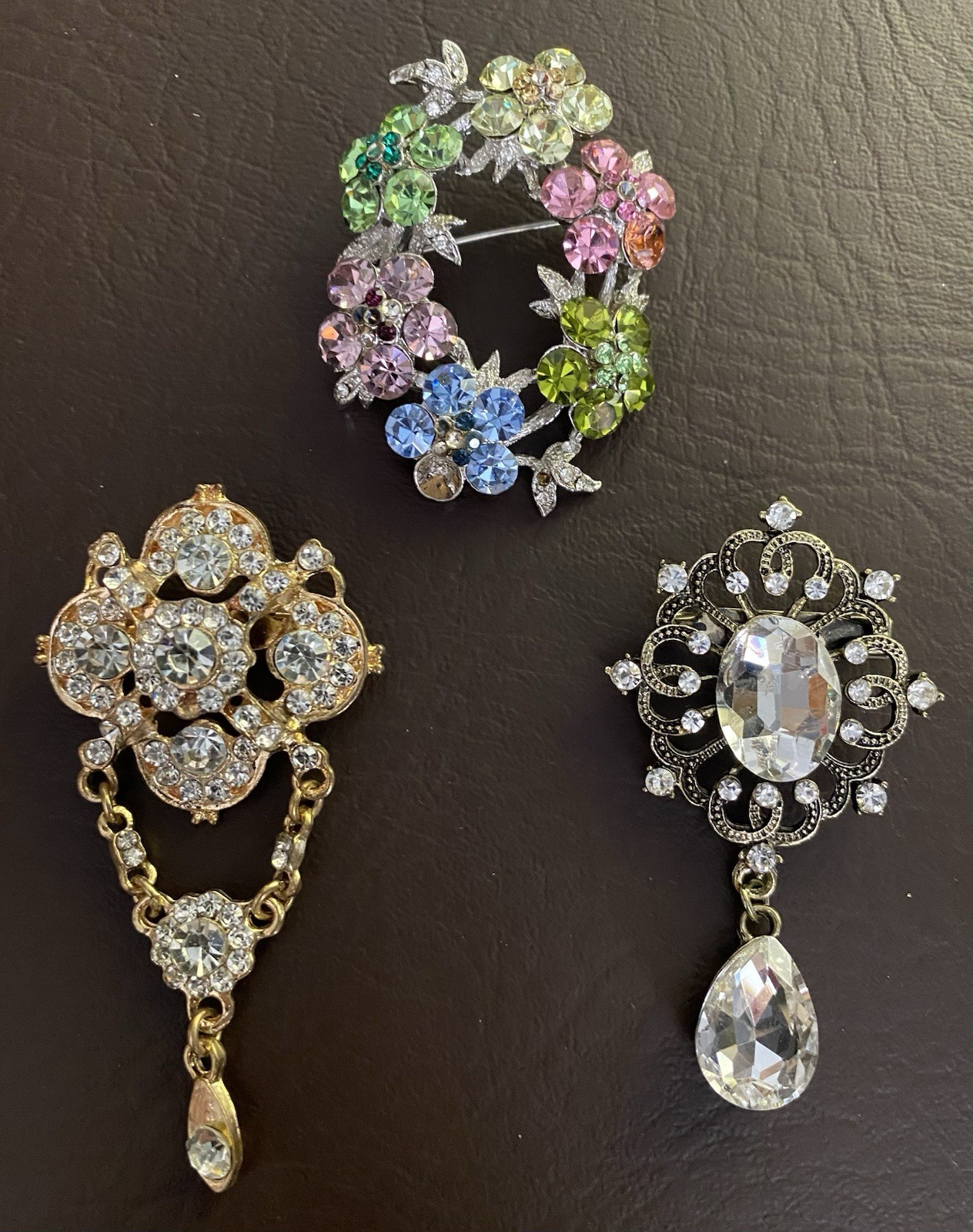 Vintage to Modern Rhinestone Mixed Metal Brooch Pin Lot – Set of 22 Brooches