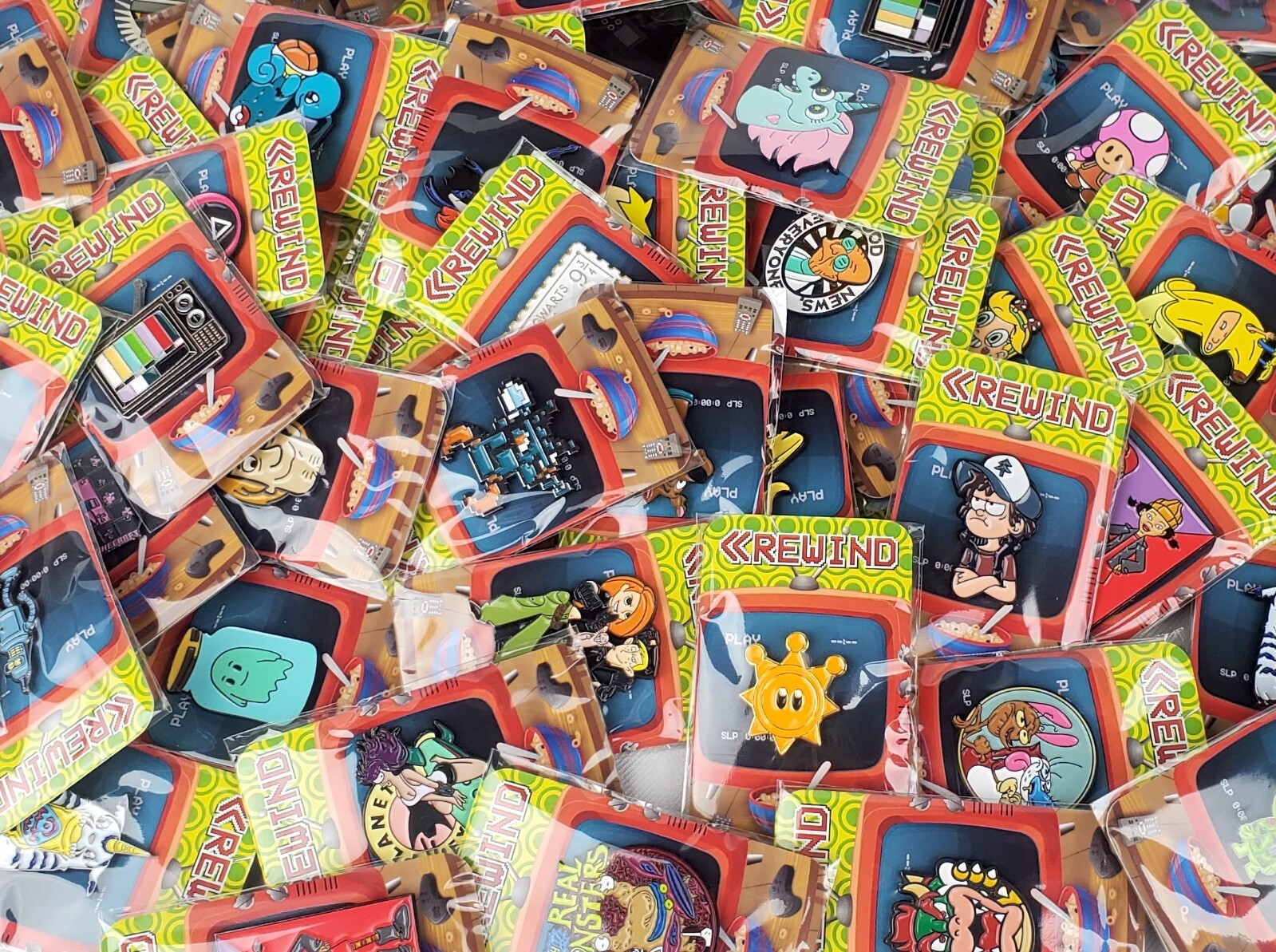 Bulk Video Game & Cartoon Enamel Pin Lot Convention Booth Vendor Wholesale Pins