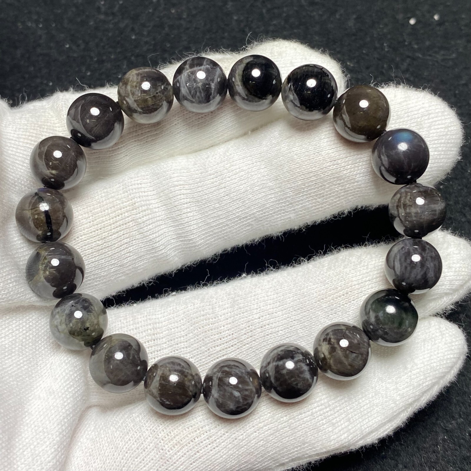 10.2mm Genuine Natural Golden Luck Stone Gemstone Round Beads Bracelet 1552