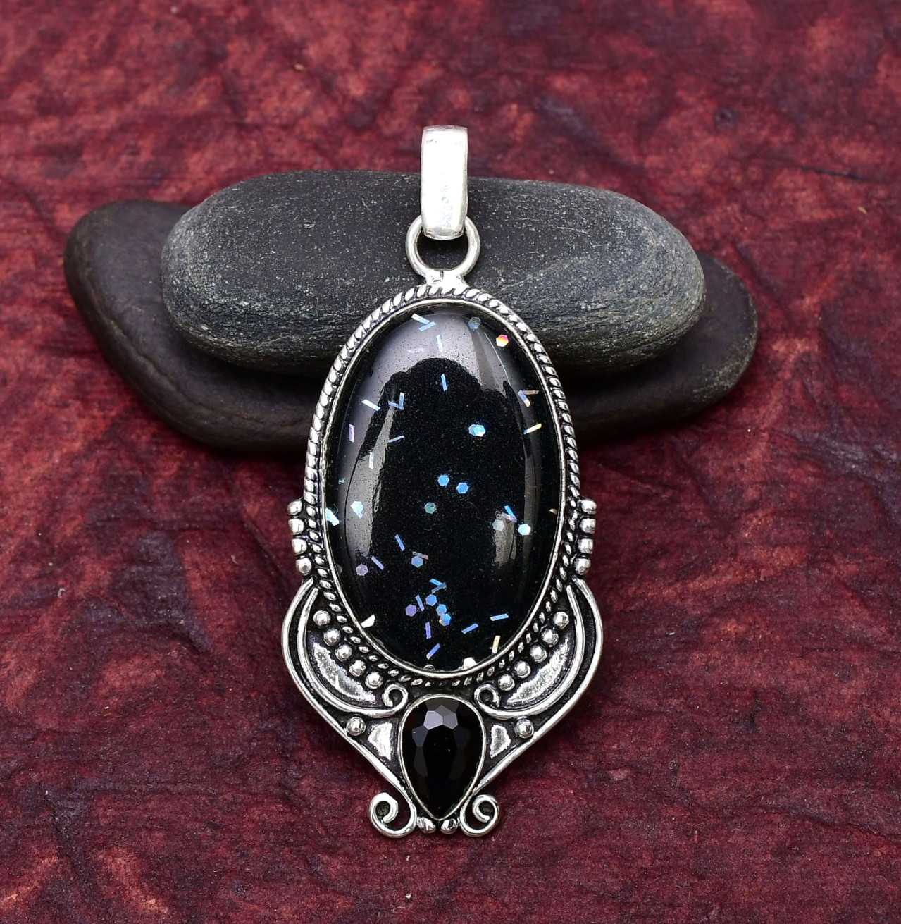 Triplet Fire Opal Gemstone 925 Sterling Silver Pendant Approx – 2.51″