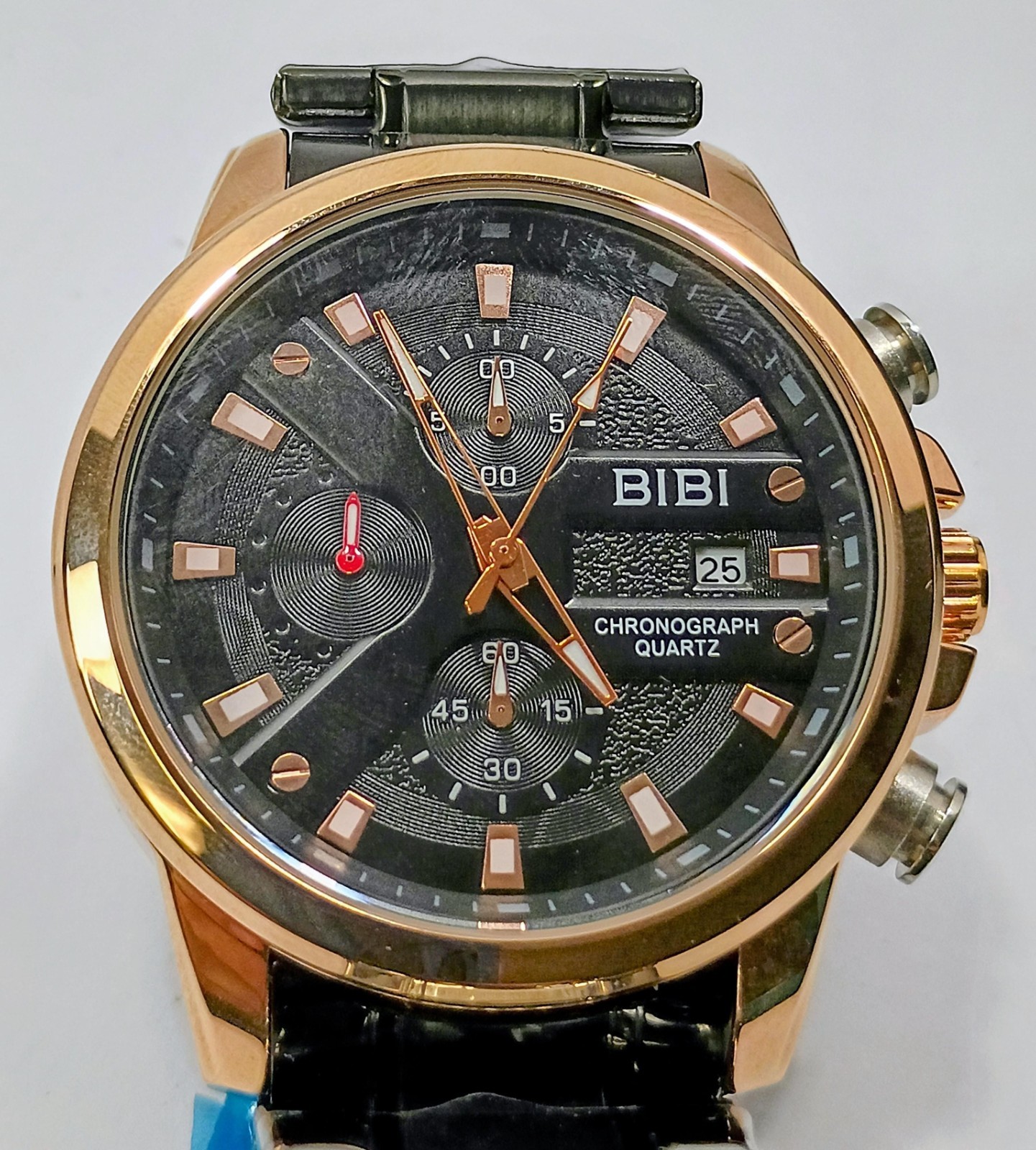 New BIBI Men’s Chronograph Quartz in box fashion black/goldl wristwatch Bracelet