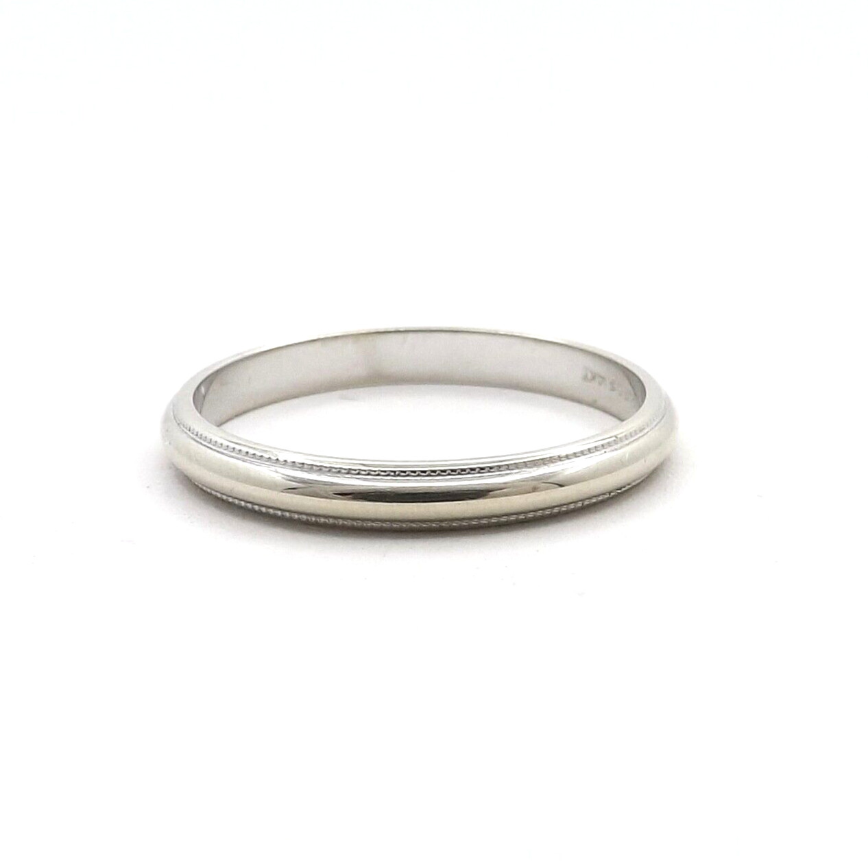 Art Carved 14k White Gold Milgrain Edge Wedding Band Ring sz7 New