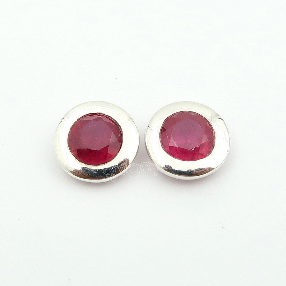 gr8onyou Ruby Stud Earrings Sterling Silver | With Detailed Product Pendants
