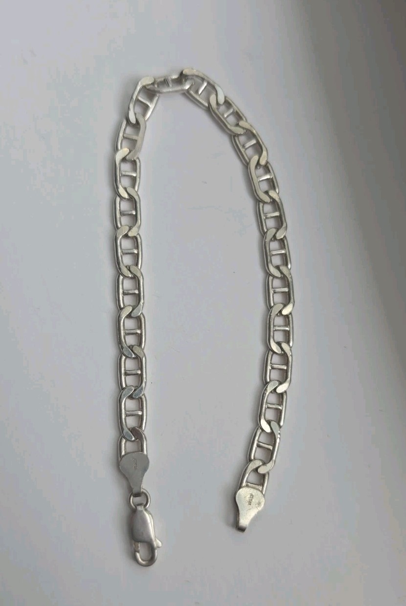 Sterling Italy 925 Mariner Link Bracelet 8in 5mm