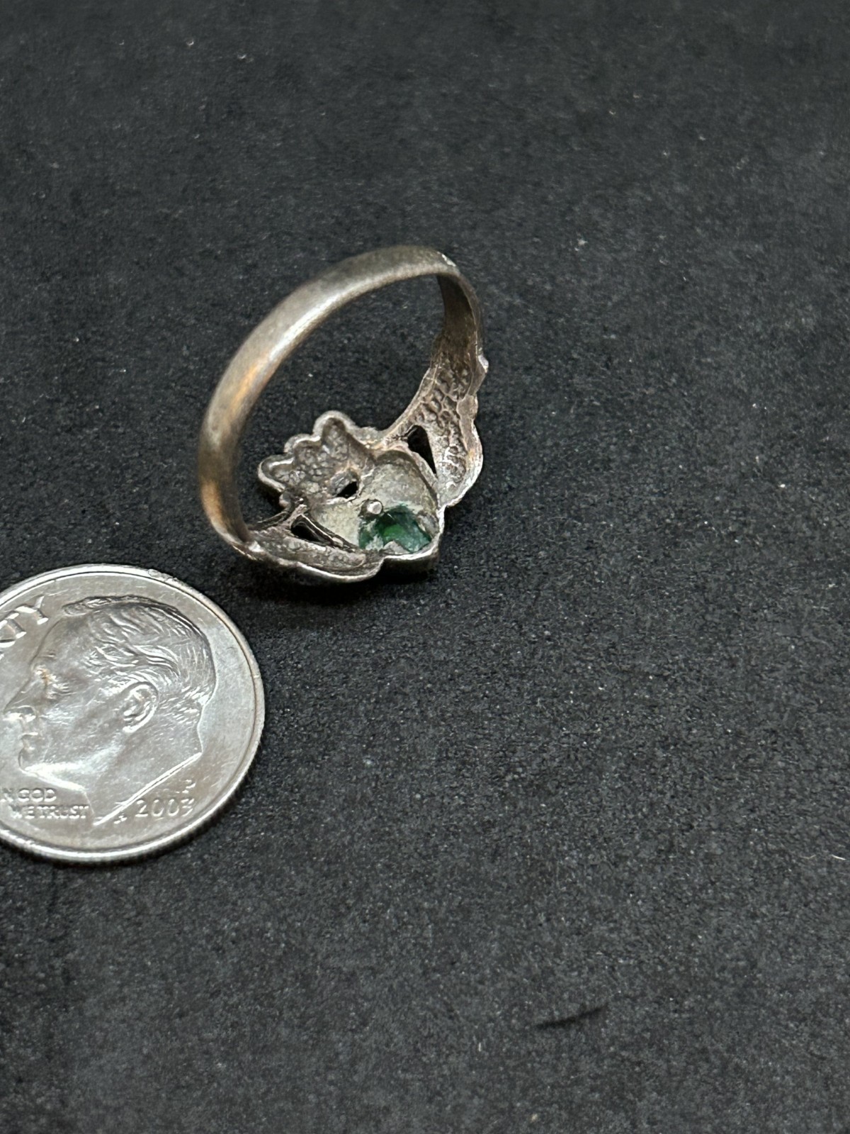 925 LS Sterling Green Gem Claddagh Ring Sz 5.5 – 1.95g