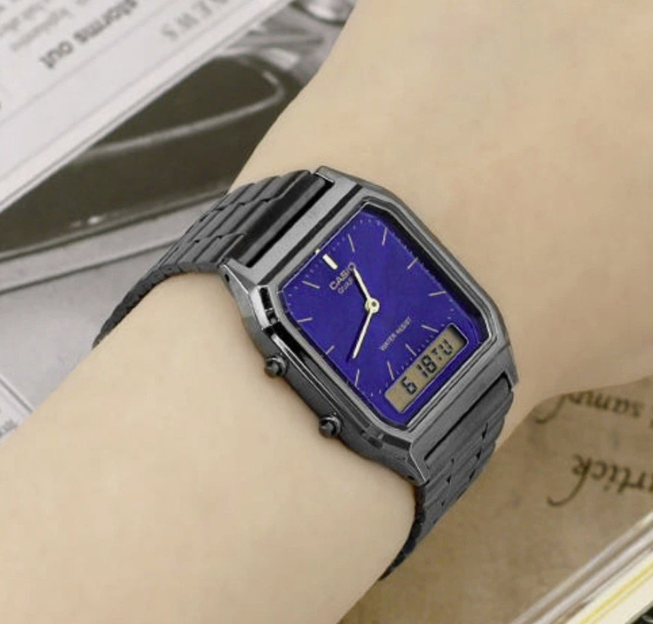 Casio AQ-230GG-2A vintage analog digital quartz unisex watch blue Japan