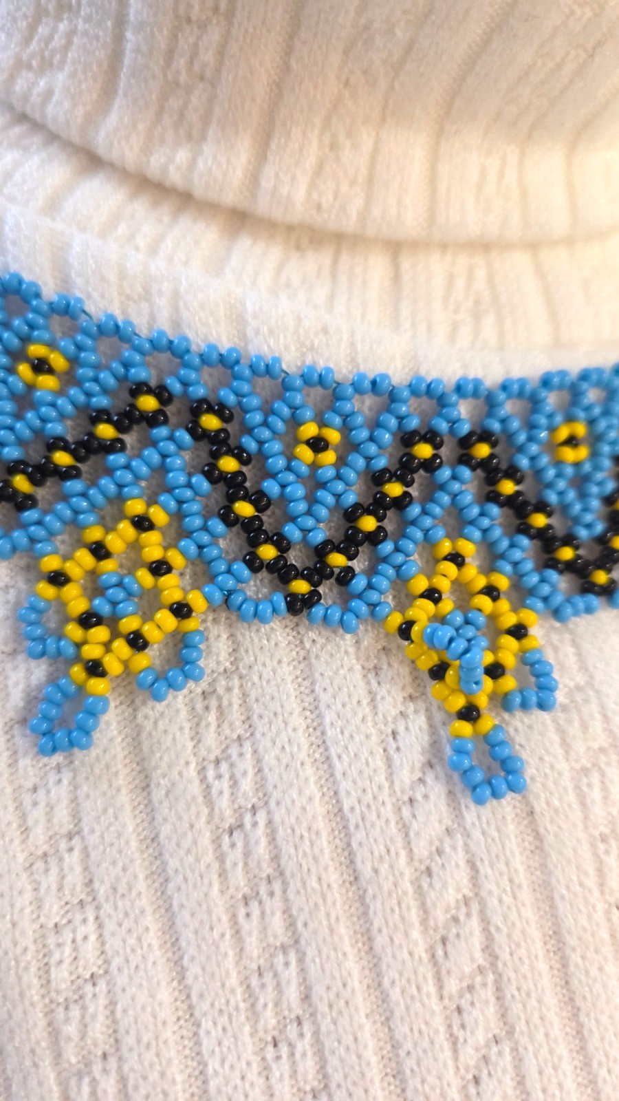Traditional Ukrainian necklace beaded , Silyanka, Handmade choker spring motive