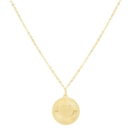 14k Yellow Gold HEART Medallion LOVE CHARM PENDANT with 17″ Chain Necklace 3Gr