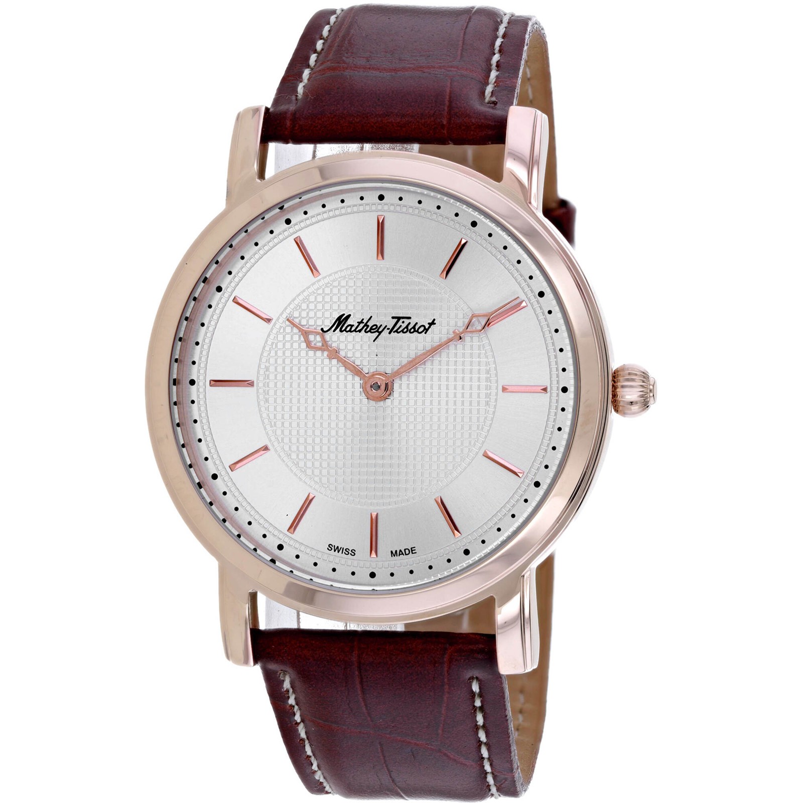 Mathey Tissot Women’s Watch City Quartz Silver Tone Dial Brown Strap H611252PSS