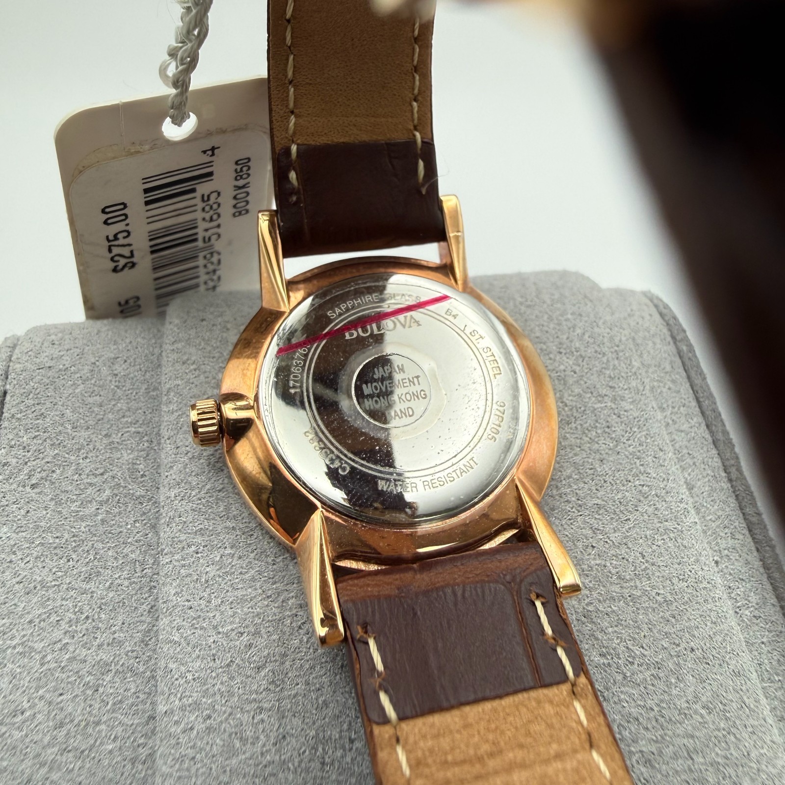 Bulova 97P105 Women’s Quartz Diamond Accents Gold Brown Leather 27mm Watch NEW