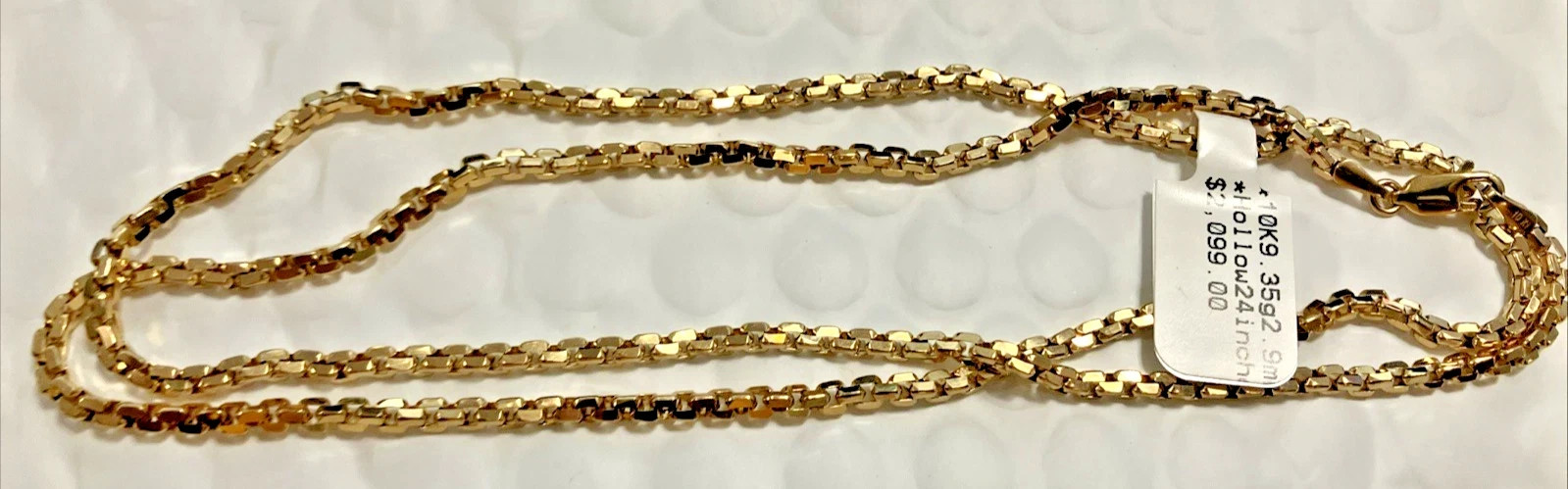 10k Real Gold Rounded Box Semi-Solid/Hollow Chain 9.35grams 2.9mm 24” NWT 10K